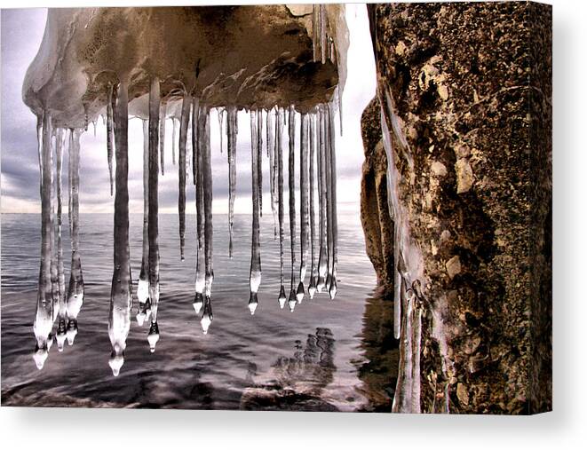 Hdr Canvas Print featuring the photograph The Frozen Veil by Russell Styles