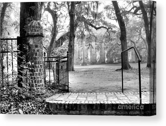 Old Sheldon Church Canvas Print featuring the photograph The Gates of the Old Sheldon Church by Scott Hansen