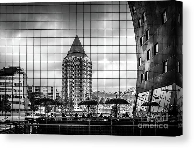 Rotterdam Canvas Print featuring the photograph The glass windows of The Market Hall in Rotterdam by RicardMN Photography