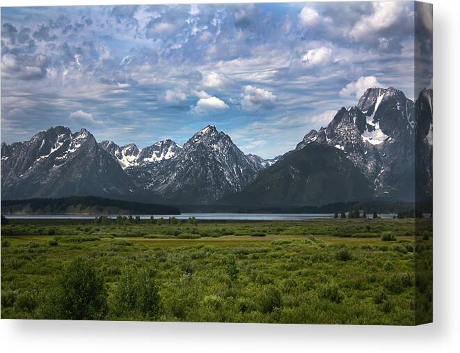 Grand Teton Canvas Print featuring the photograph The Grand Tetons by Shane Bechler