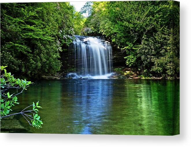 Appalachia Canvas Print featuring the photograph The Greens of Summer at the Falls by Debra and Dave Vanderlaan