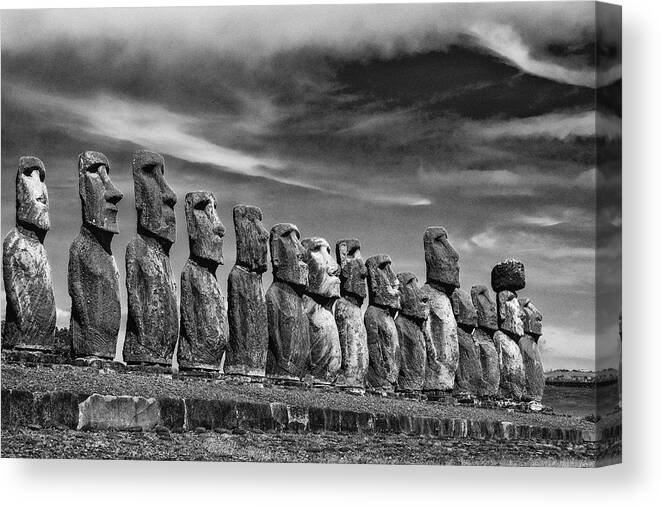 Easter Island Canvas Print featuring the photograph The Guardians - Easter Island by John Roach