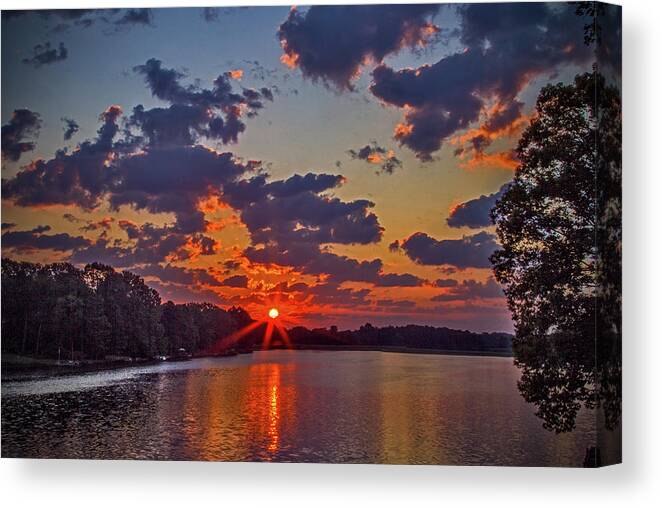 Sunrise Canvas Print featuring the photograph The Lakeshore at Sunrise by Barry Jones