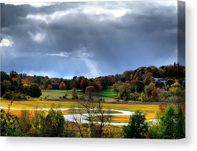 October Canvas Print featuring the photograph The light over countryside by Lilia D