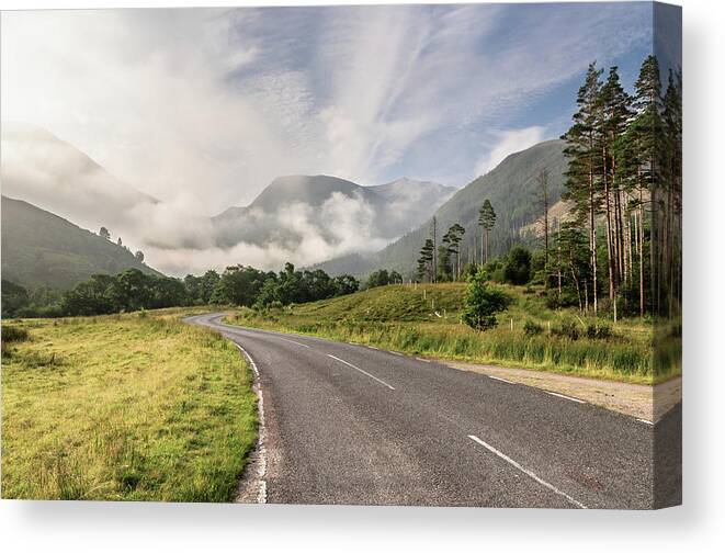 Road Canvas Print featuring the photograph The magic morning by Sergey Simanovsky