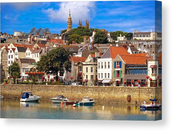 Crystal Canvas Print featuring the photograph The Magic of St. Peter Port in Guernsey by Mitchell R Grosky