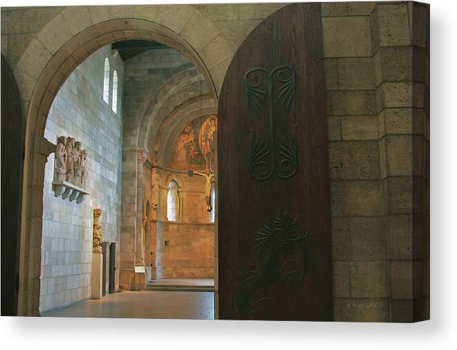 Card Canvas Print featuring the photograph An Early Morning at the Medieval Abbey by Yvonne Wright