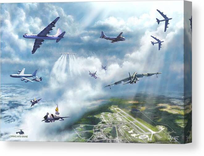 Loring Air Force Base Canvas Print featuring the painting The Mighty Loring A F B by David Luebbert
