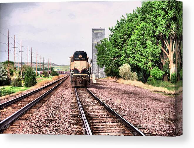 Train Canvas Print featuring the photograph The morning freight train by Jeff Swan