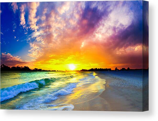 Most Beautiful Sunset Canvas Print featuring the photograph The Most Beautiful Sunset In The World by Eszra Tanner