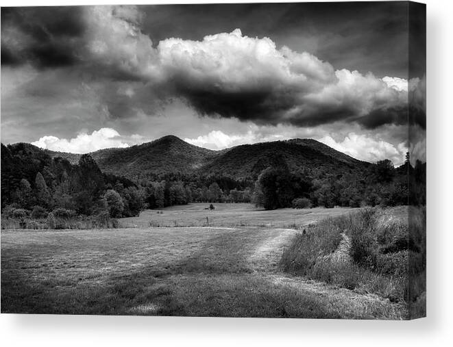 Mountains Canvas Print featuring the photograph The Mountains of Western North Carolina In Black and White by Greg and Chrystal Mimbs