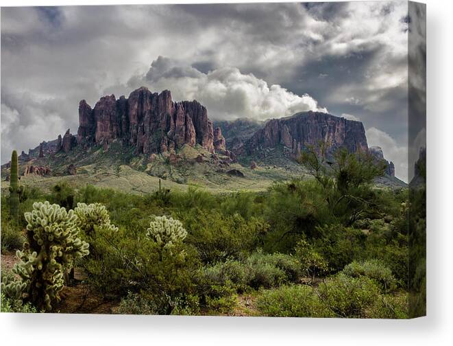 Superstition Mountains Canvas Print featuring the photograph The Mystic Mountain by Saija Lehtonen