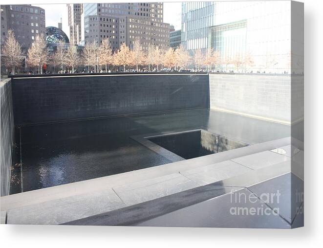 The National September 11memorial Canvas Print featuring the photograph The National September 11 Memorial by John Telfer