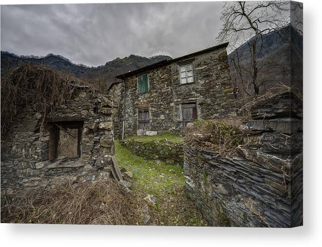 Hamlet Canvas Print featuring the photograph THE OLD HAMLET OF THE ABANDONED VILLAGE of ARENA by Enrico Pelos