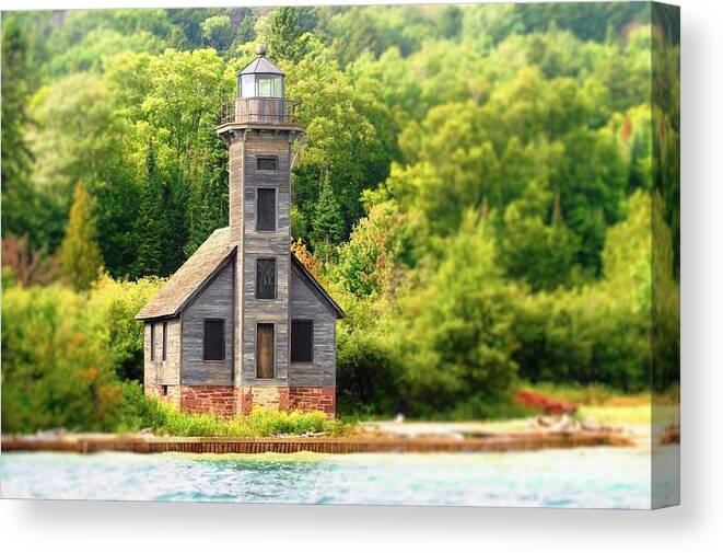 Grand Island Lighthouse Canvas Print featuring the photograph The Old Light by Daniel Thompson
