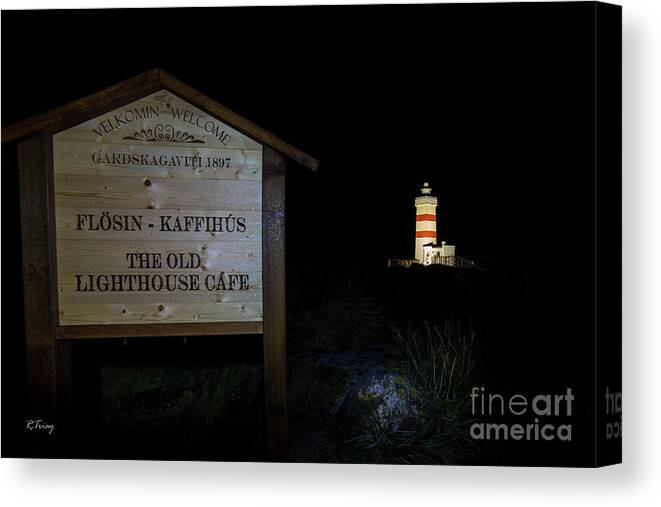  Heritage Museum In Garðskagi Canvas Print featuring the photograph The Old Lighthouse Cafe Flosin Kaffihus by Rene Triay FineArt Photos