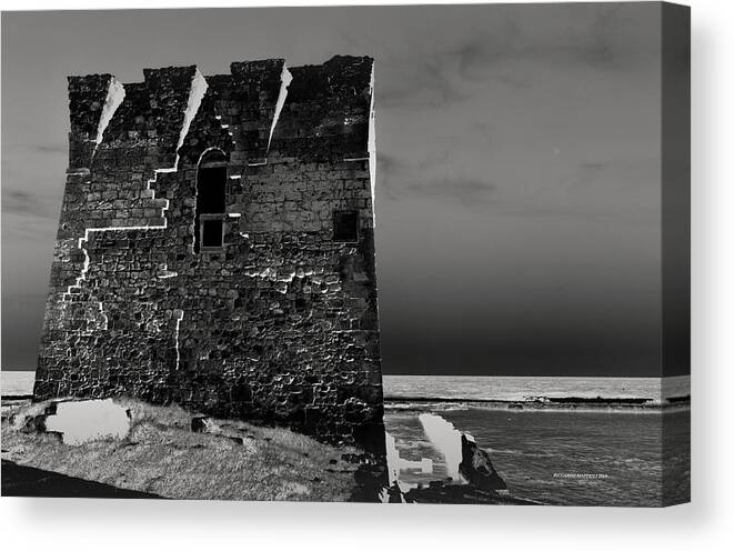  Old Canvas Print featuring the photograph The old tower on the sea by Riccardo Maffioli