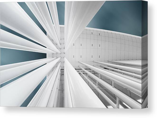 Architecture Canvas Print featuring the photograph The Pillar Shed by Michiel Hageman