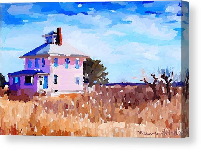 Pink House Canvas Print featuring the painting The Pink House, Newburyport, MA. by Melissa Abbott