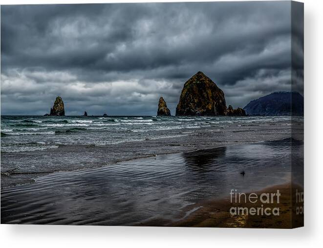Haystack Rock Canvas Print featuring the photograph The Power of the Sea by Jon Burch Photography