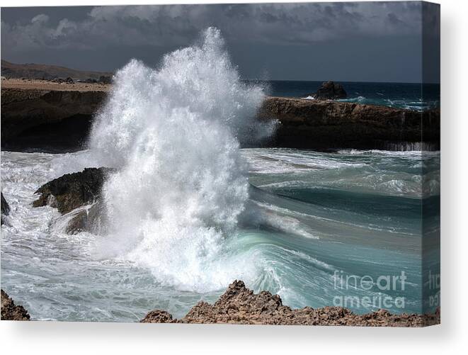 Aruba Canvas Print featuring the photograph The Power Of The Sea by Judy Wolinsky