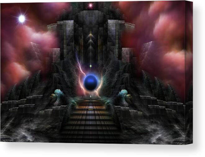 Realm Of Osphilium Canvas Print featuring the digital art The Realm Of Osphilium Fractal Composition by Rolando Burbon