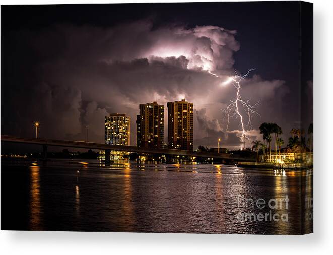 Lightning Canvas Print featuring the photograph The River Life by Quinn Sedam