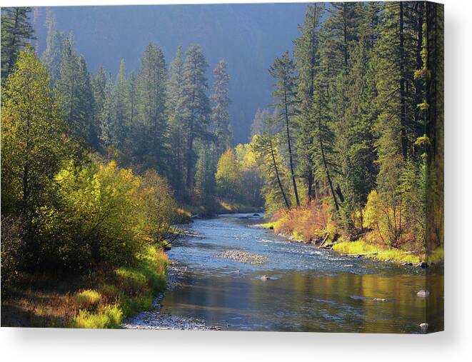 Montana Canvas Print featuring the photograph The River Runs through Autumn by Whispering Peaks Photography