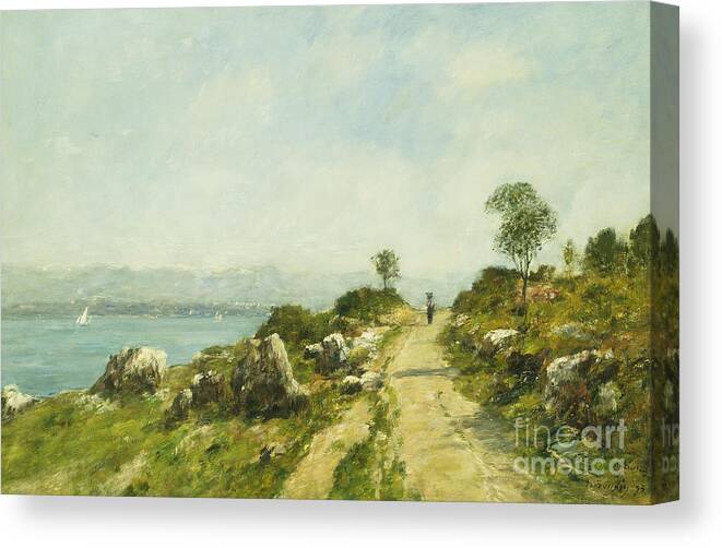 The Road Canvas Print featuring the painting The Road, Antibes by Eugene Louis Boudin