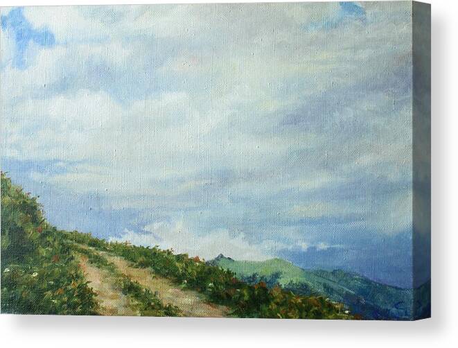 Armenia Canvas Print featuring the painting The Road to the mountain by Tigran Ghulyan