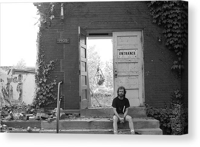 Northwestern University Canvas Print featuring the photograph The Speech Annex and Peter Steven, 1980 by Jeremy Butler