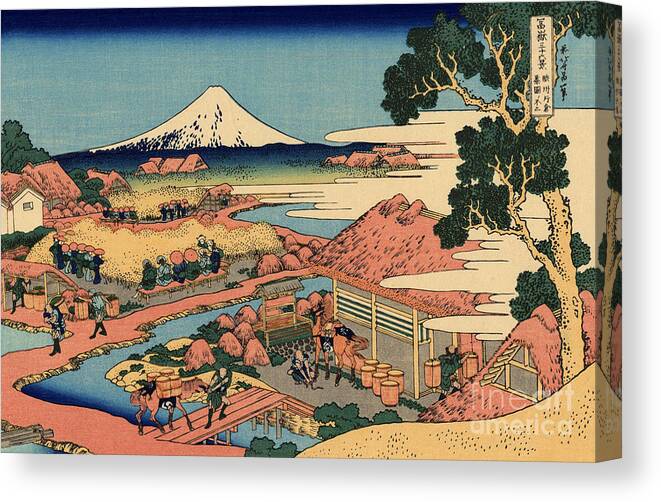 Hokusai Canvas Print featuring the painting The Tea plantation of Katakura in the Suruga Province by Hokusai
