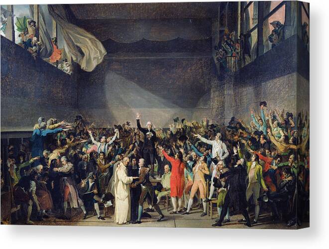 Tennis Court Oath Canvas Print featuring the painting The Tennis Court Oath by Jacques Louis David