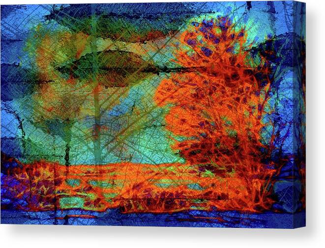 Abstract Canvas Print featuring the digital art The tree and the leaves by Lilia D