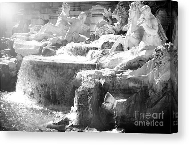 Trevi Fountain Canvas Print featuring the photograph The Trevi fountain detail in Rome by Stefano Senise