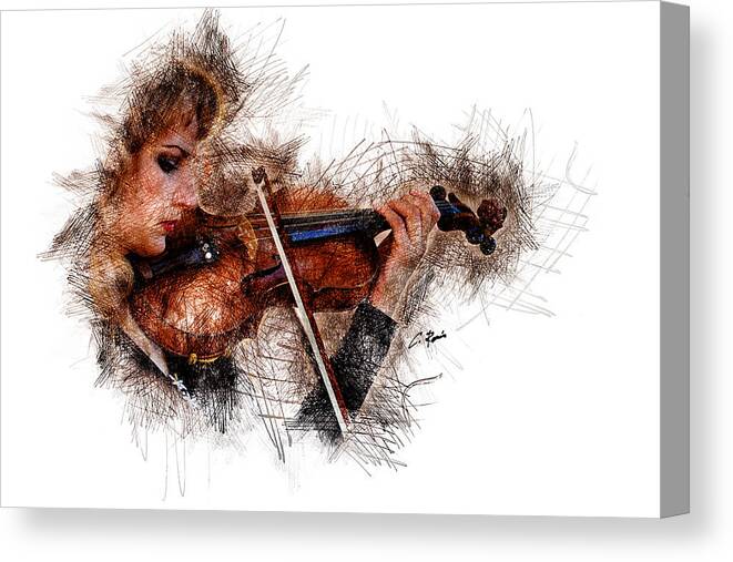 Violin Canvas Print featuring the digital art The Violinist by Charlie Roman