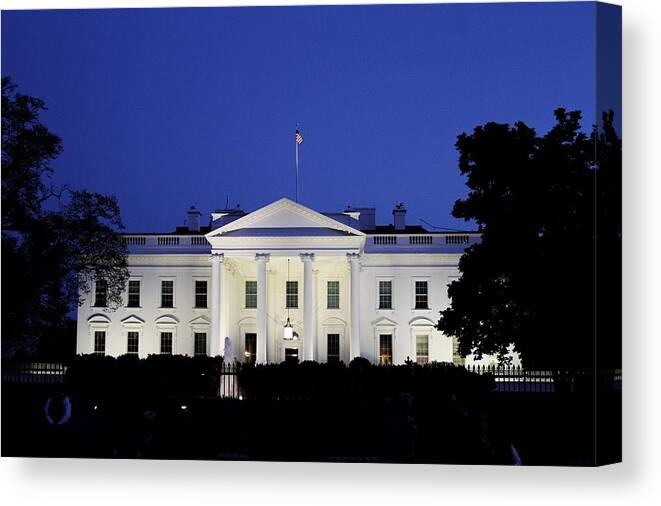 The White House Canvas Print featuring the photograph The White House at Night by Jackson Pearson