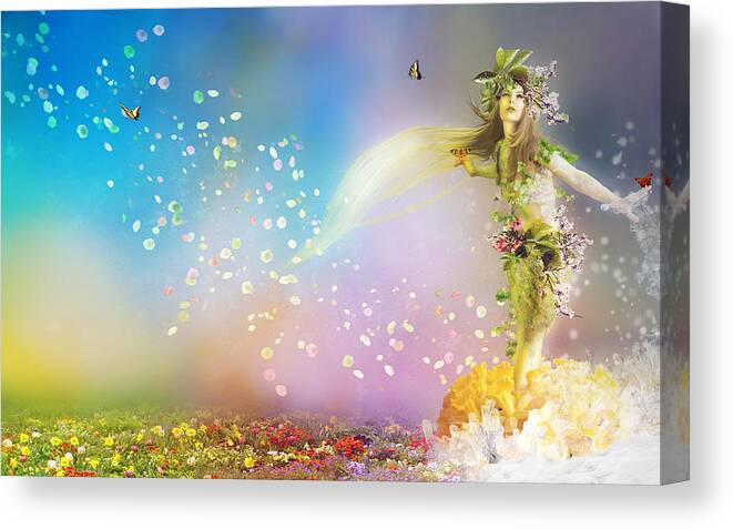 Leaves Canvas Print featuring the digital art They call me Spring by Karen Howarth