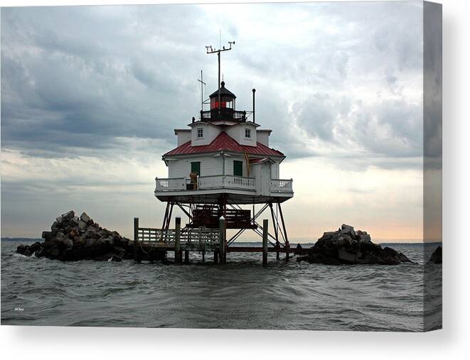 Thomas Canvas Print featuring the photograph Thomas Point Shoal Lighthouse - Up Close by Ronald Reid