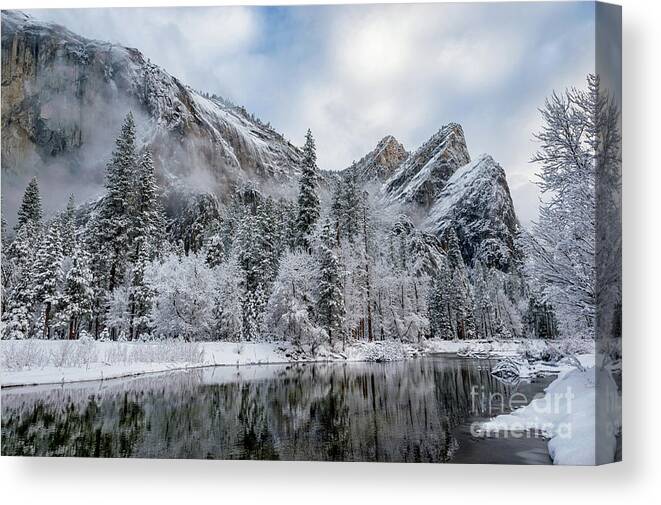 Three Brothers Canvas Print featuring the photograph Three Brothers in Winter by Tibor Vari