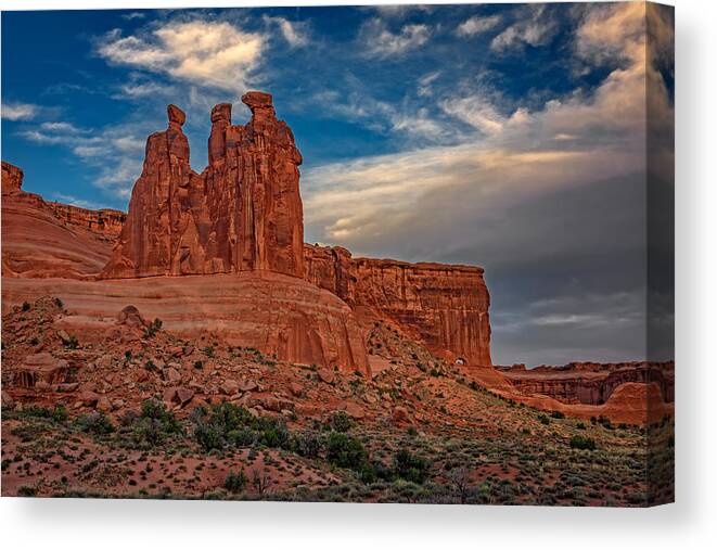 Three Gossips Canvas Print featuring the photograph Three Gossips in Arches by Rick Berk
