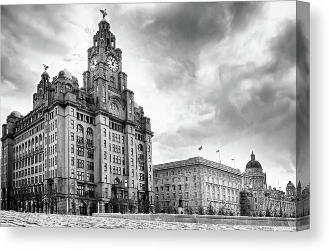 Liverpool Canvas Print featuring the photograph The Three Graces, Liverpool by David Gaynor