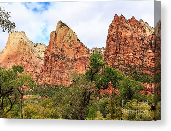 Zion National Park Canvas Print featuring the photograph Three Sisters at Zion by Ben Graham