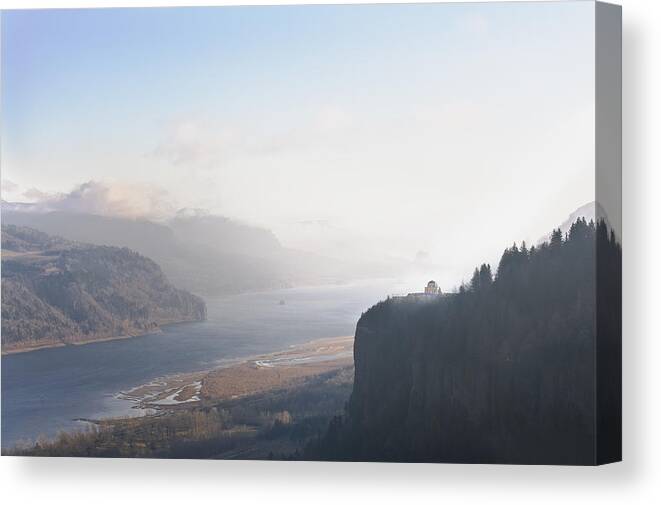 Fog Canvas Print featuring the photograph Vista House Through the Fog by John Christopher