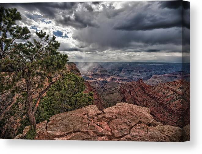 Arizona Canvas Print featuring the photograph Thunderstorm - Grand Canyon by Andreas Freund