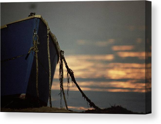Boat Canvas Print featuring the photograph Tied Down by Lucia Vicari