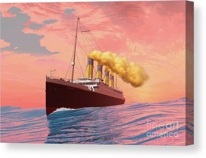 Titanic Canvas Print featuring the painting Titanic Passenger Liner by Corey Ford