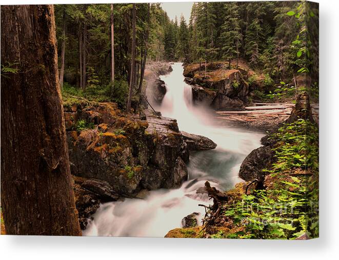 Waterfalls Canvas Print featuring the photograph To sit and watch a waterfall by Jeff Swan