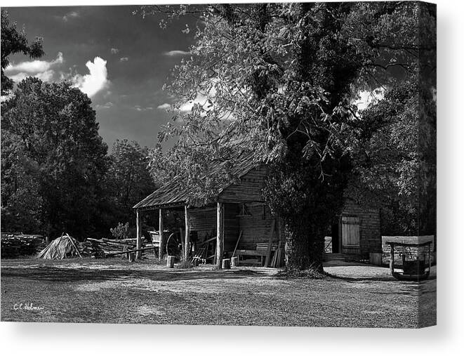 Barn Canvas Print featuring the photograph Tobacco Barn - B-W by Christopher Holmes