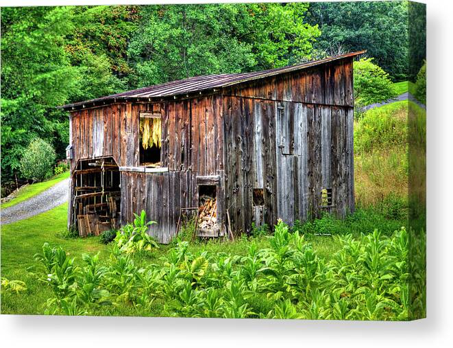 Tobacco Canvas Print featuring the photograph Tobacco Barn by Dale R Carlson